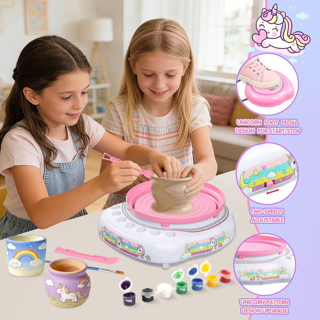 Töpferscheibe Kinder Set mit Ton, 14 Farben &amp; Fussped al 6–12 J. - Bild 4
