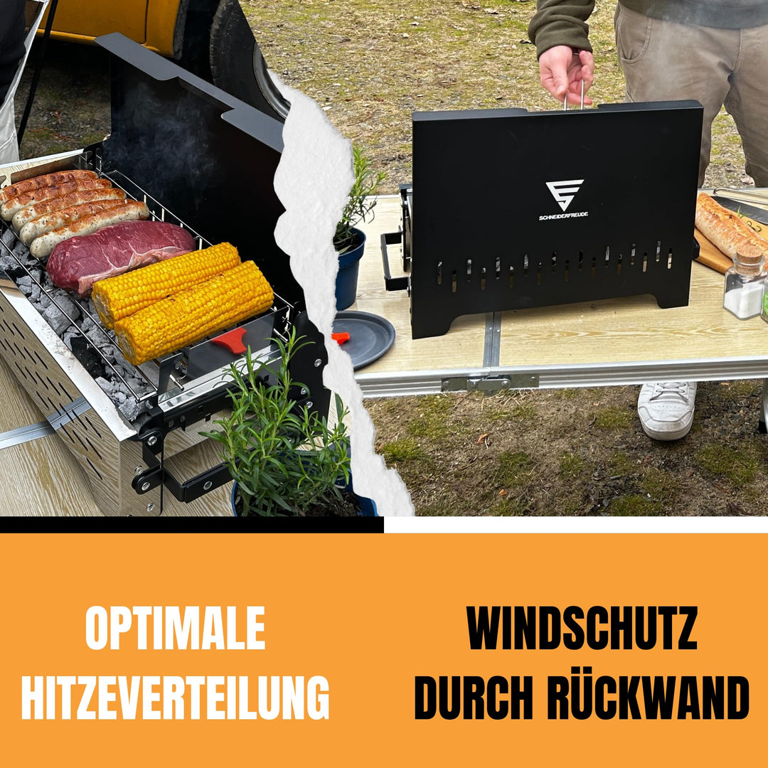 Klappgrill Holzkohle höhenverstellbar mit Zangen &amp; Tasche - Bild 5