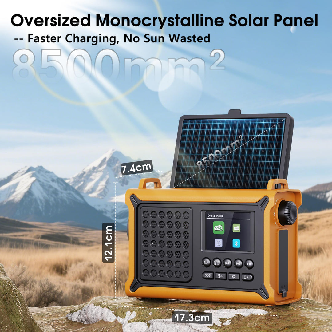 Digitalradio DAB+ UKW Solar Kurbel Notfallradio Bluetooth 12000mAh - Bild 5