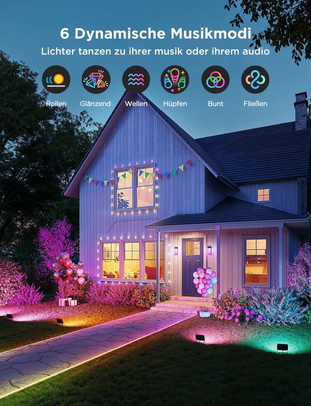 LED Flutlicht Aussen RGBIC 48W 4er-Set IP66 Smart WiFi Alexa - Bild 6