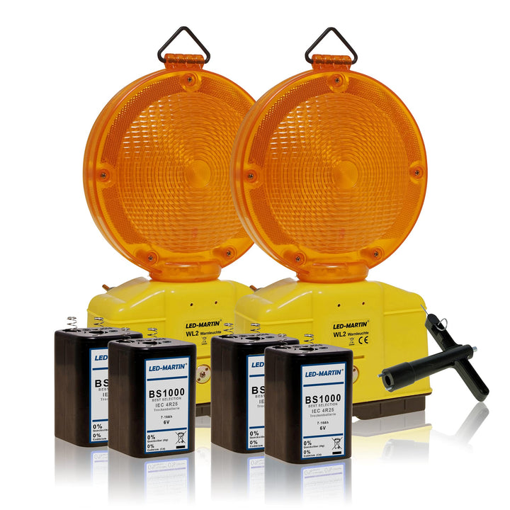 Warnleuchte Gelb mit Dämmerungsautomatik 2er-Set Baustelle