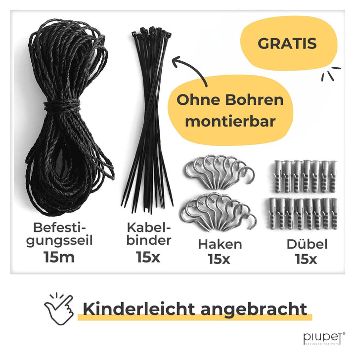 Katzennetz Balkon drahtverstärkt 4x3m schwarz UV-beständig - Bild 4
