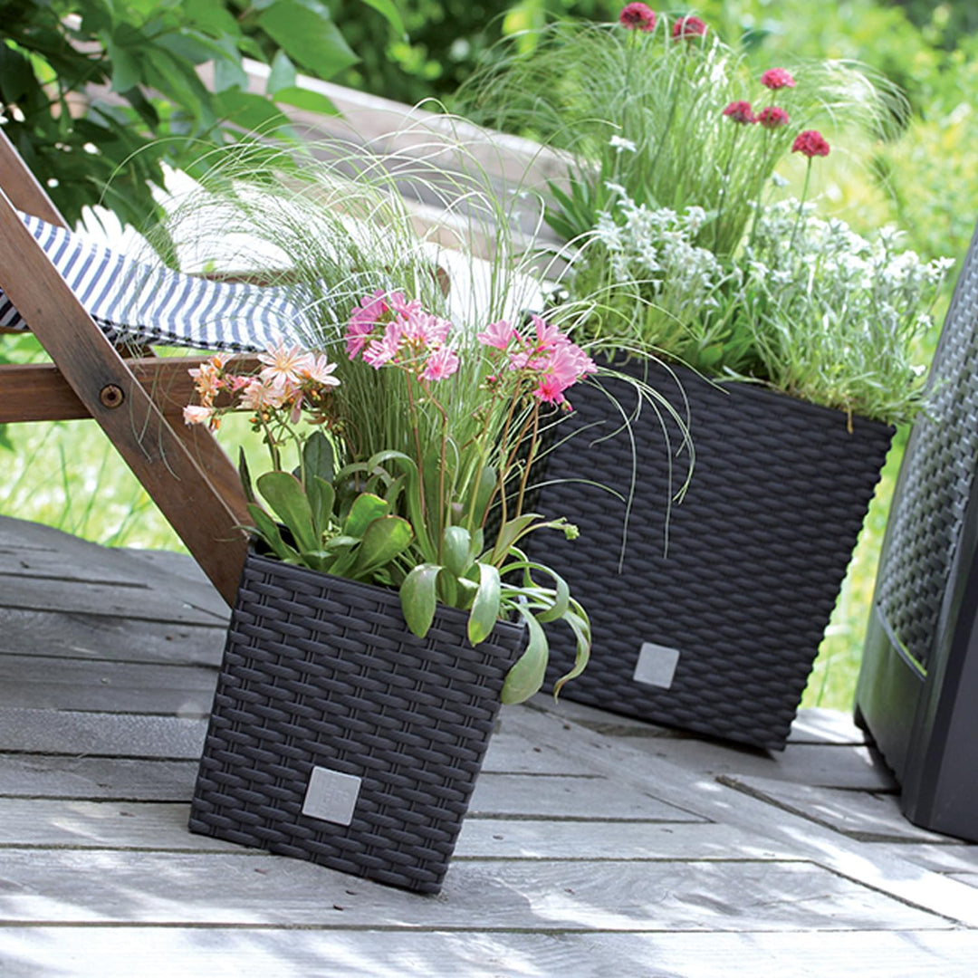 Pflanzkübel Rattan-Optik Kunststoff 40x40x40 cm anthrazit Innen/Aussen - Bild 5