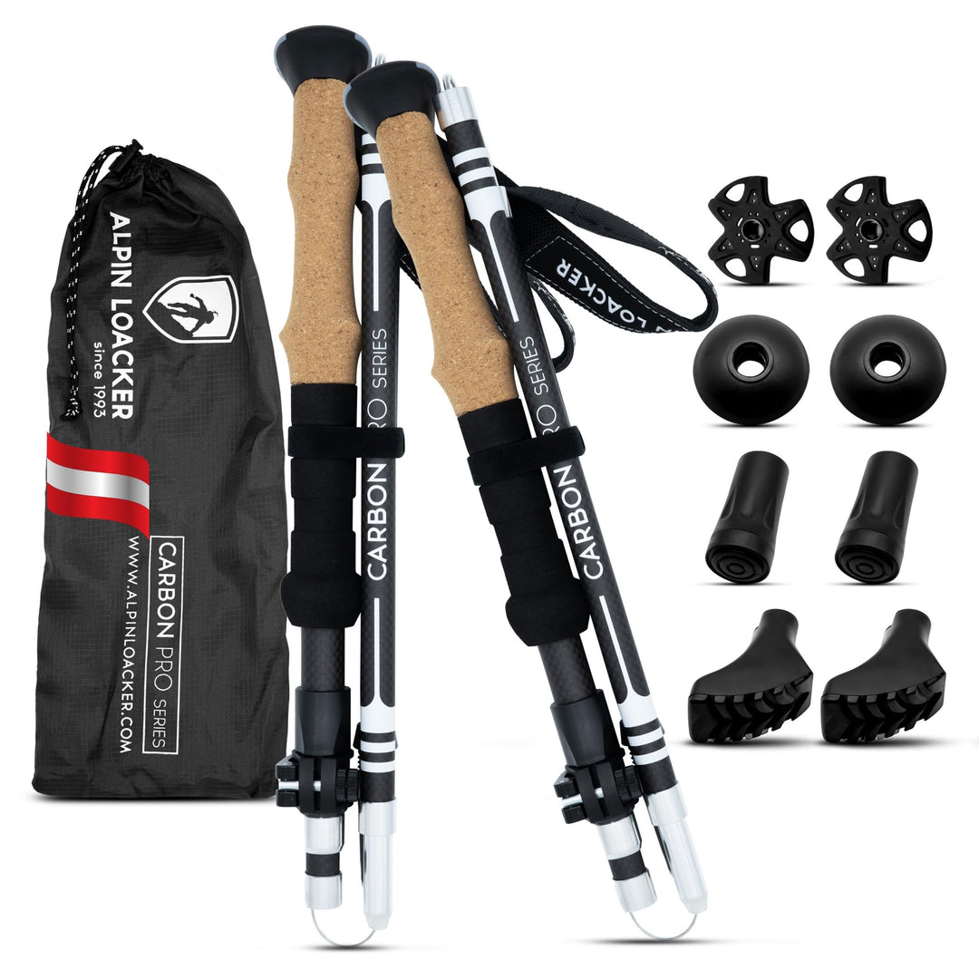 Wanderstöcke faltbar Carbon mit Korkgriff 100–120 cm Trekking