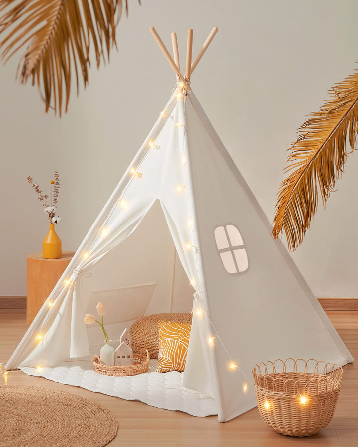Tipi Zelt Kinder 100% Baumwolle 122x168 cm mit Lichterkette - Bild 2