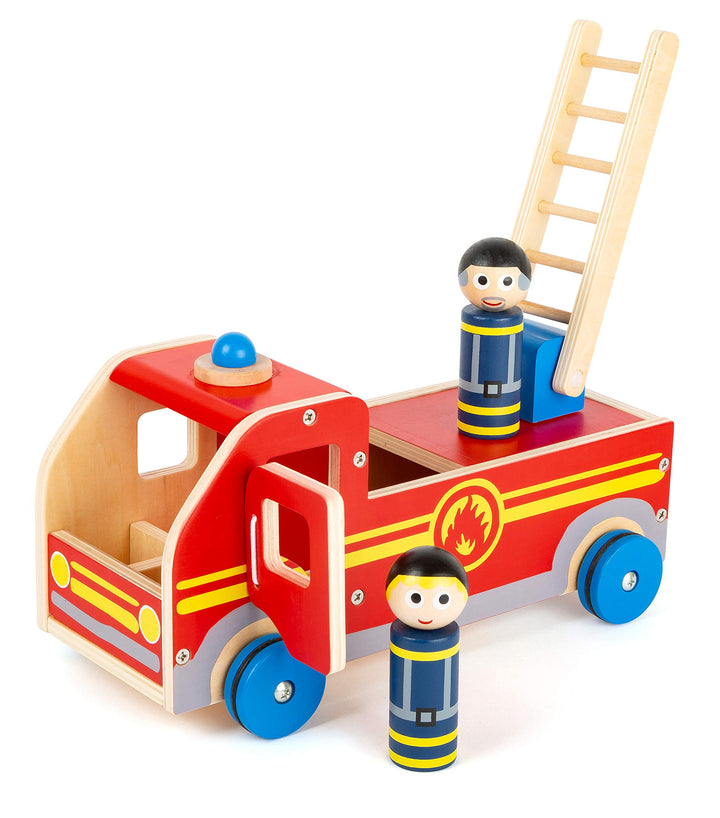 Feuerwehrauto Holz mit Leiter und 2 Spielfiguren ab 3 Jahre - Bild 2