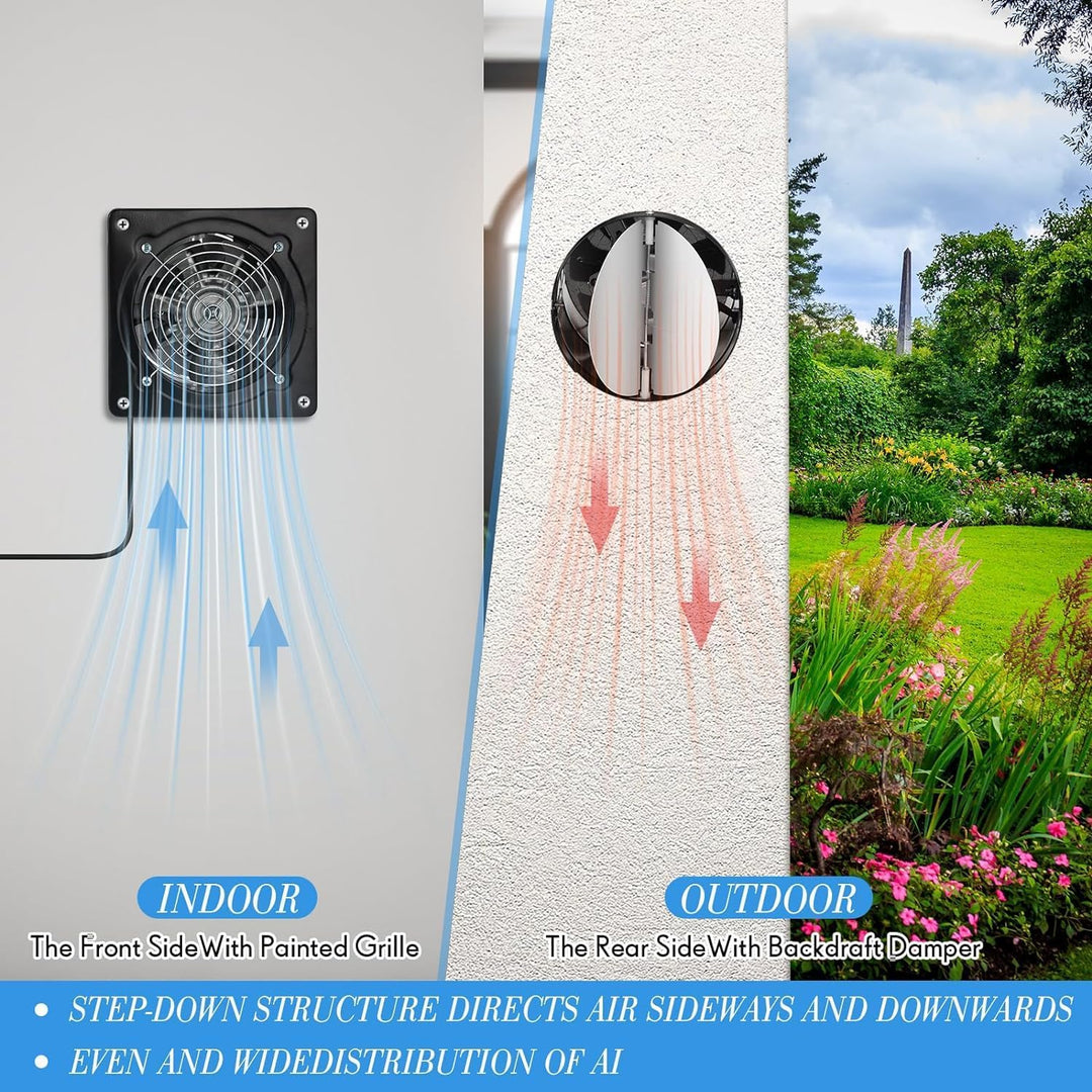Wandventilator 6 Zoll Metall mit Kupfermotor für Bad und Küche - Bild 3