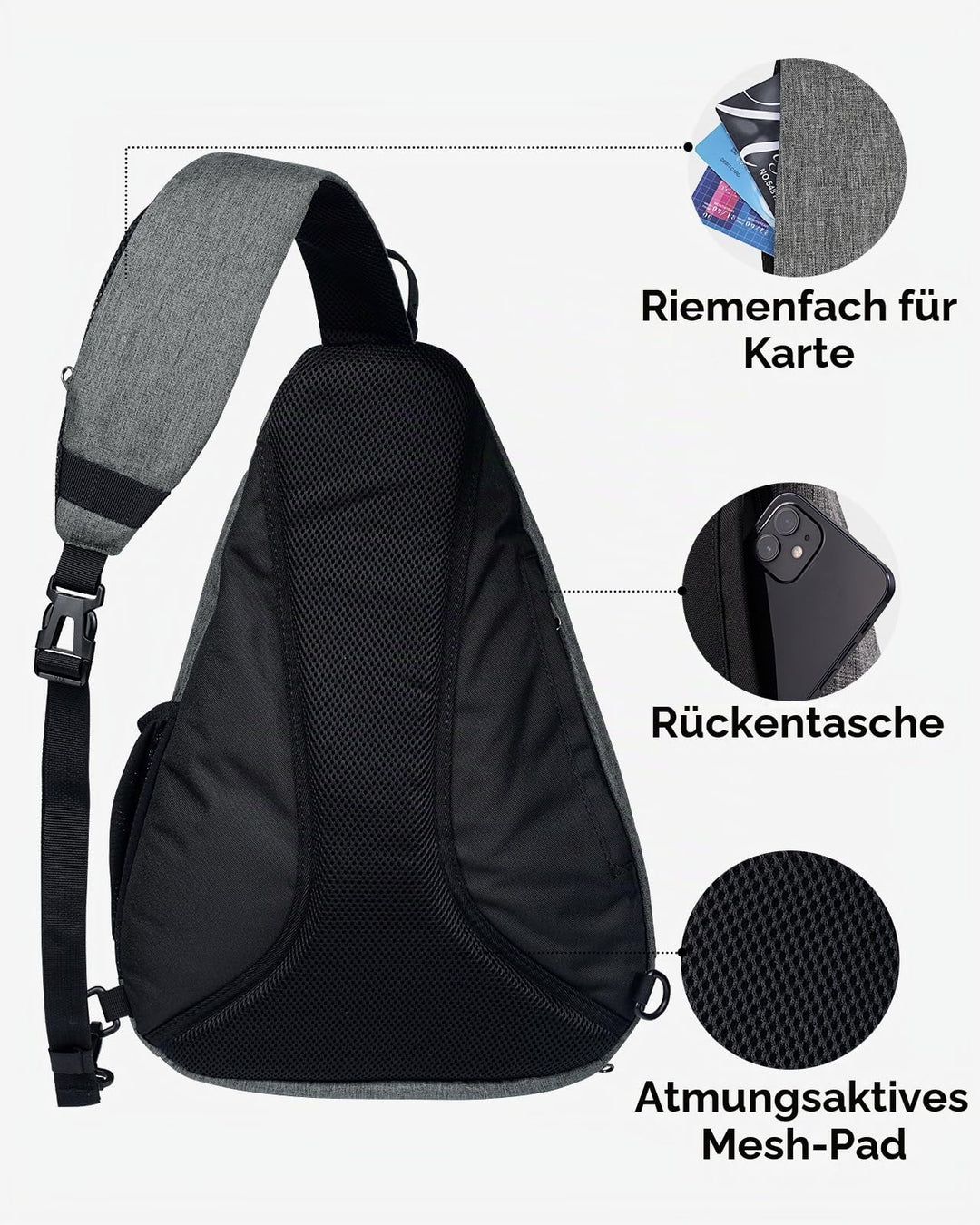 Sling Bag Crossbody Nylon 7 Fächer wasserabweisend Outdoor - Bild 5
