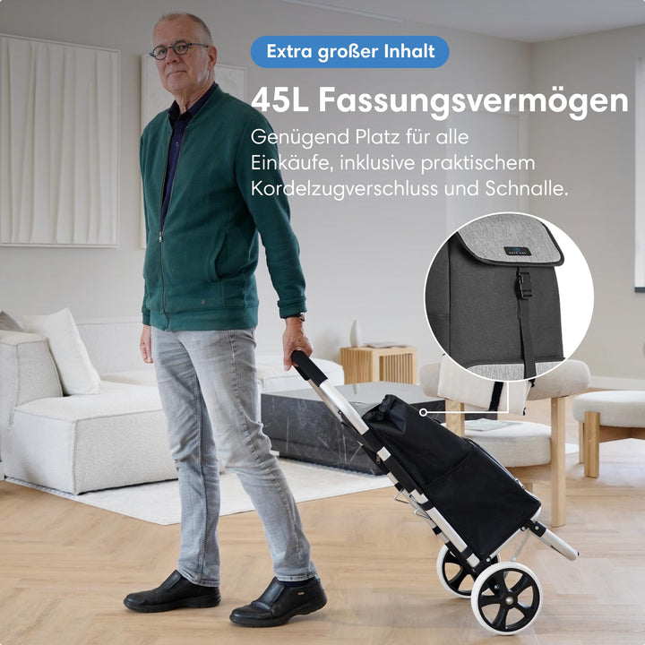 Einkaufstrolley XXL 45L klappbar mit Kühlfach und Sackkarren-Funktion - Bild 2