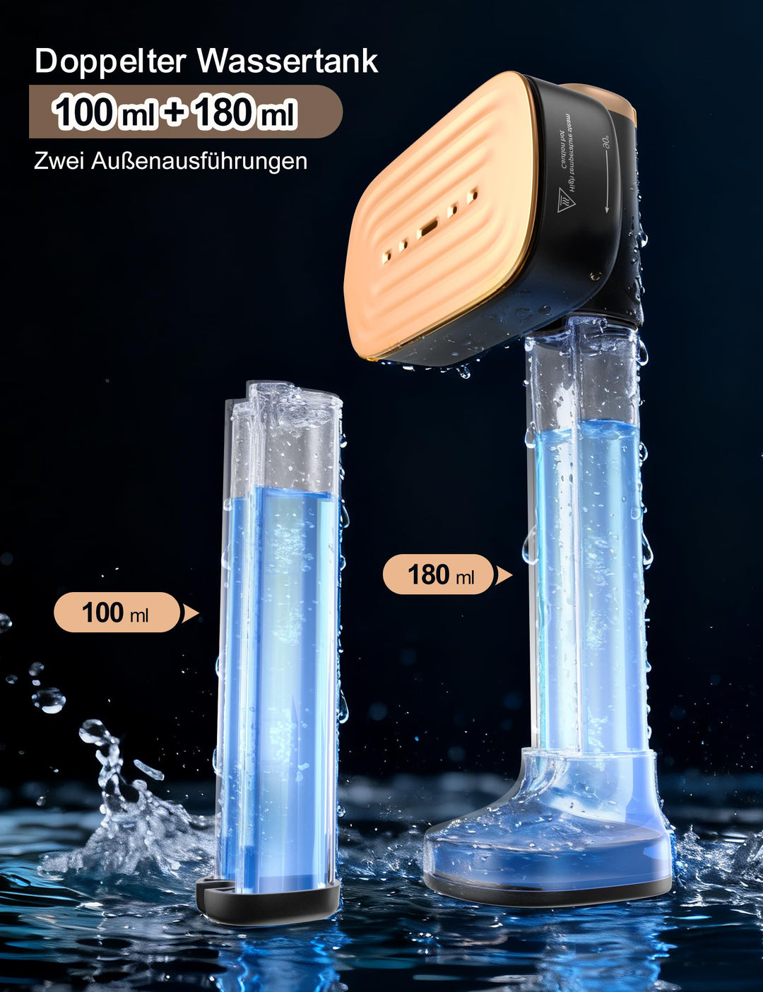 Dampfglätter Reisebügeleisen Keramik 2 Wassertanks 280 ml 1200W - Bild 5