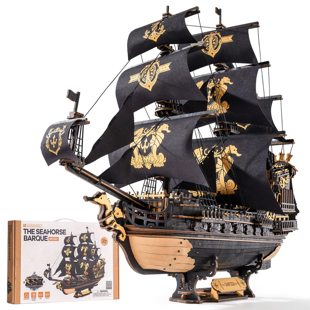 3D Holzpuzzle Segelschiff Seepferdchen-Bark 603 Teile ohne Kleber - Bild 8
