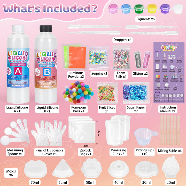Squishy Bastelset Kinder 480ml Flüssigsilikon mit 6 Formen leuchtend - Bild 4