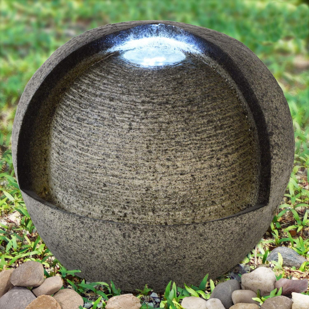 Gartenbrunnen mit LED-Beleuchtung Polyresin 39x39x33 cm Indoor Outdoor