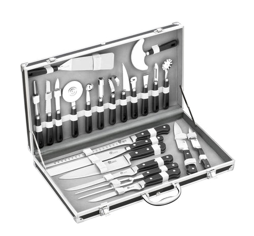 Küchenmesser-Koffer 22-teilig mit Messern und Küchenhelfer-Set