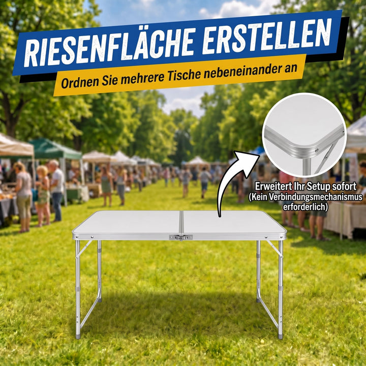 Klapptisch Aluminium 120x60 cm höhenverstellbar 3-fach weiss - Bild 7