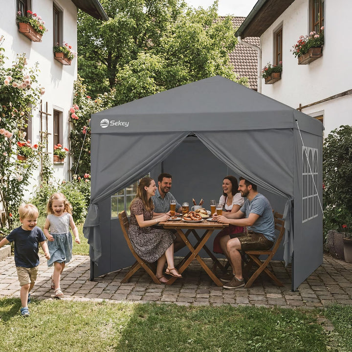 Faltpavillon 3x3 m Pop-Up mit 4 Seitenwänden 420D Oxford anthrazit - Bild 7