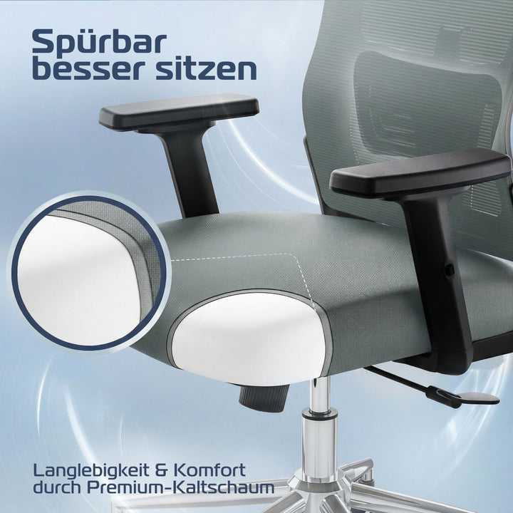 Bürostuhl Ergonomisch Mesh 150 kg bis 190 cm mit Lordosenstütze - Bild 6