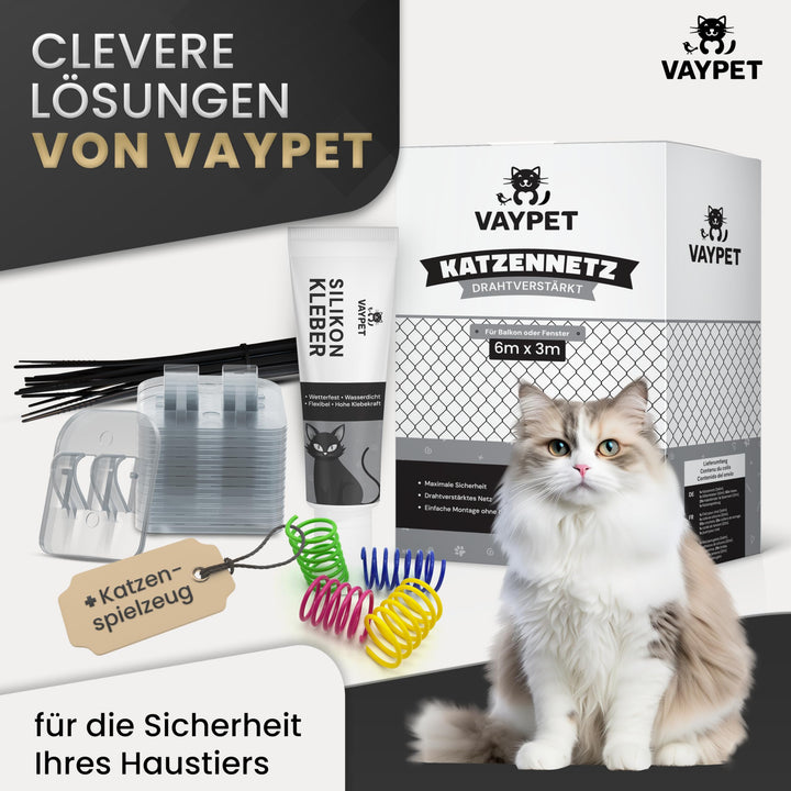 Katzennetz Balkon ohne Bohren 6x3m drahtverstärkt schwarz - Bild 7