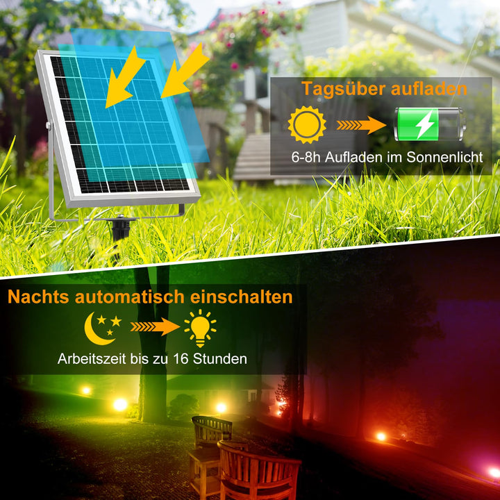 Solar Gartenleuchte RGB+Weiss 600lm IP66 mit Fernbedienung - Bild 2