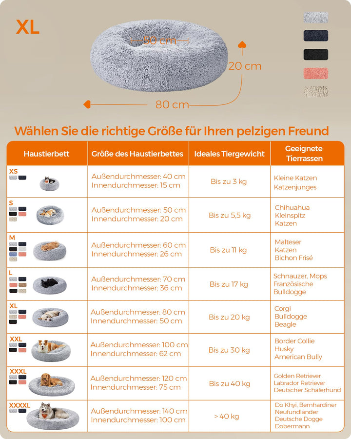 Hundebett Donut Plüsch 80 cm waschbar für Hunde bis 20 kg - Bild 5