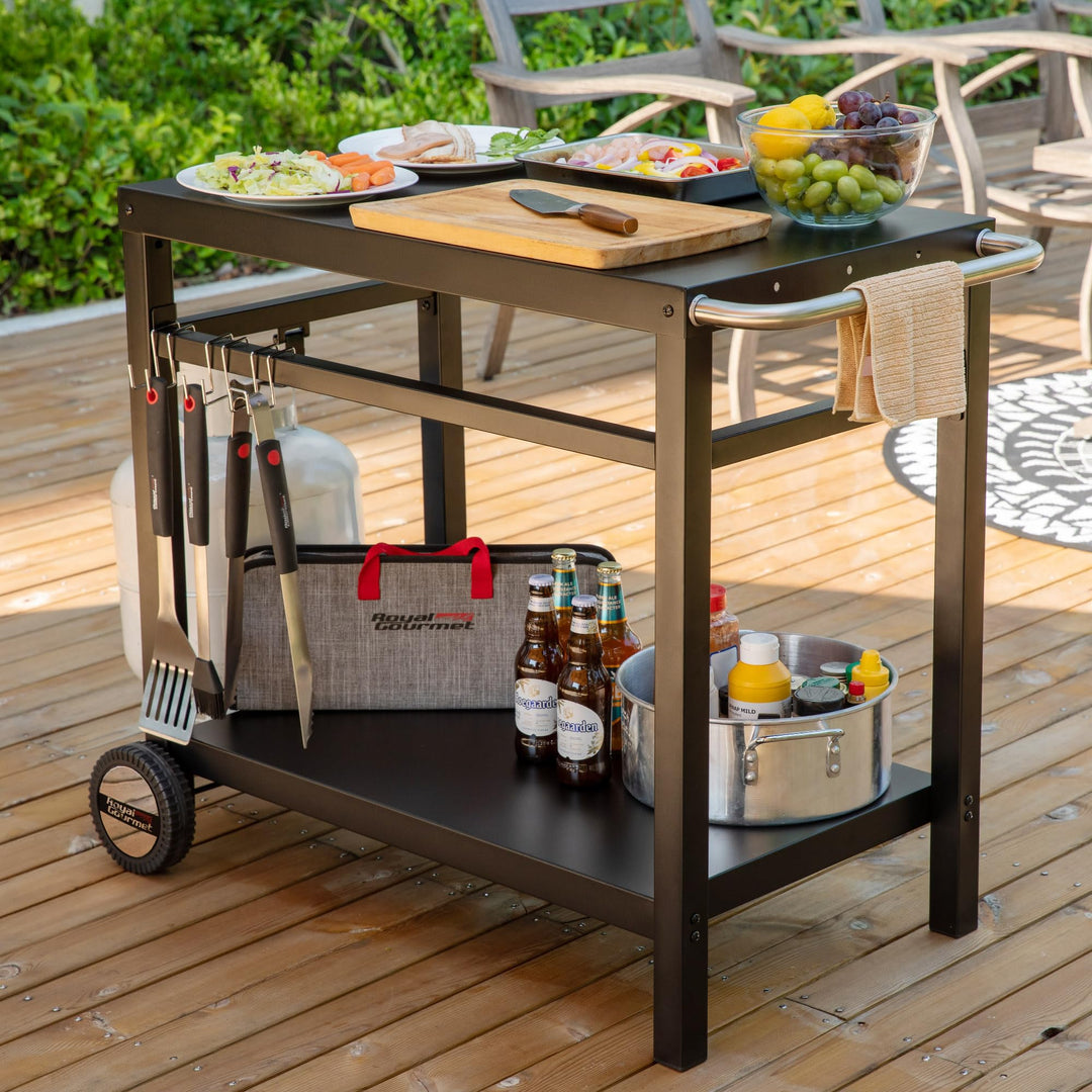 Outdoor Grillwagen mit Arbeitsplatte 85x50 cm, Stahlrohr schwarz - Bild 3