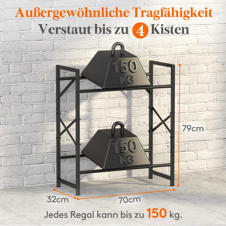 Getränkekistenregal Metall 4 Ebenen 70x32x79cm 300kg Tragkraft - Bild 2