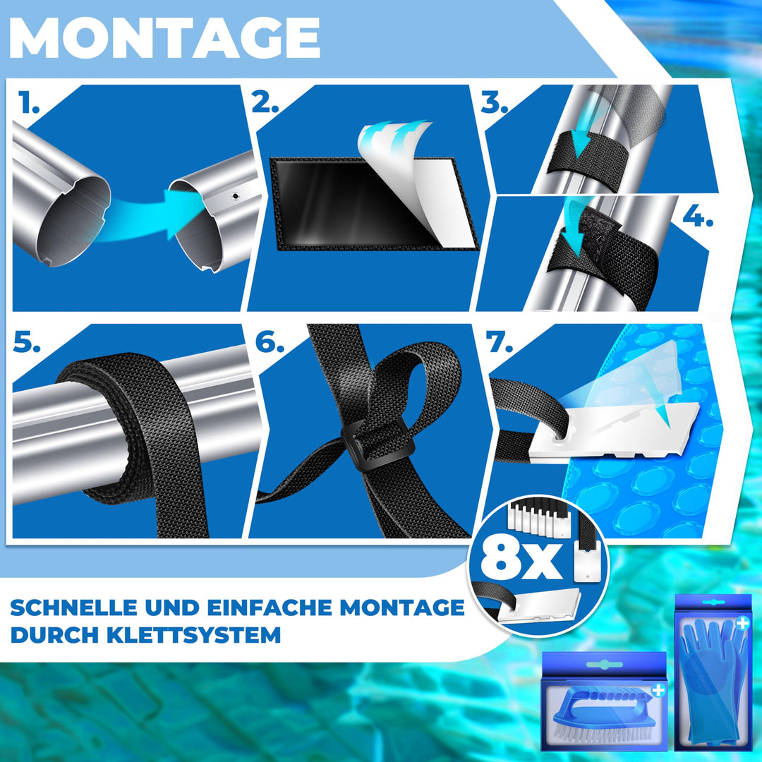 Pool-Aufrollsystem Aluminium 3-5,70m mit Rollen fuer Solarplane - Bild 5