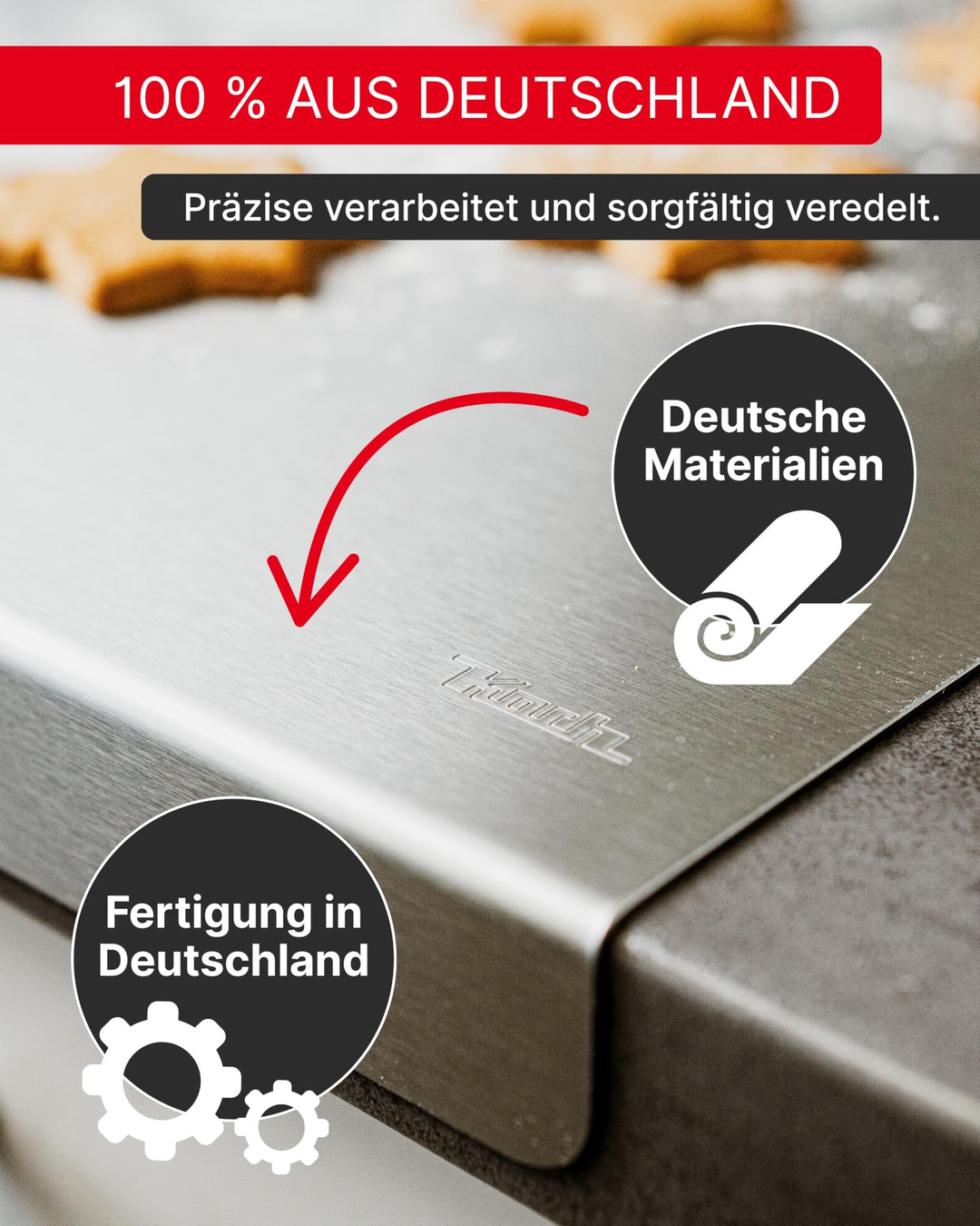 Arbeitsplatte Edelstahl 70x54 cm mit Anschlagkante Schneidebrett - Bild 3