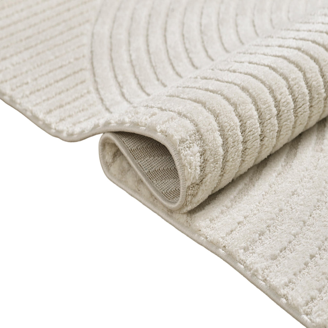 Teppich Hoch-Tief-Effekt Bogenmuster Creme 80x300 cm - Bild 4