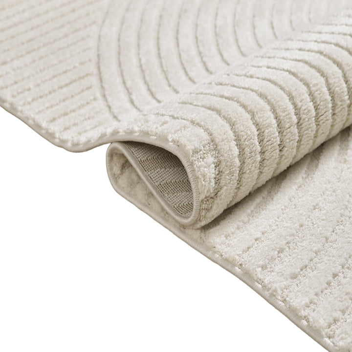 Teppich Hoch-Tief-Effekt Bogenmuster Creme 80x300 cm - Bild 4