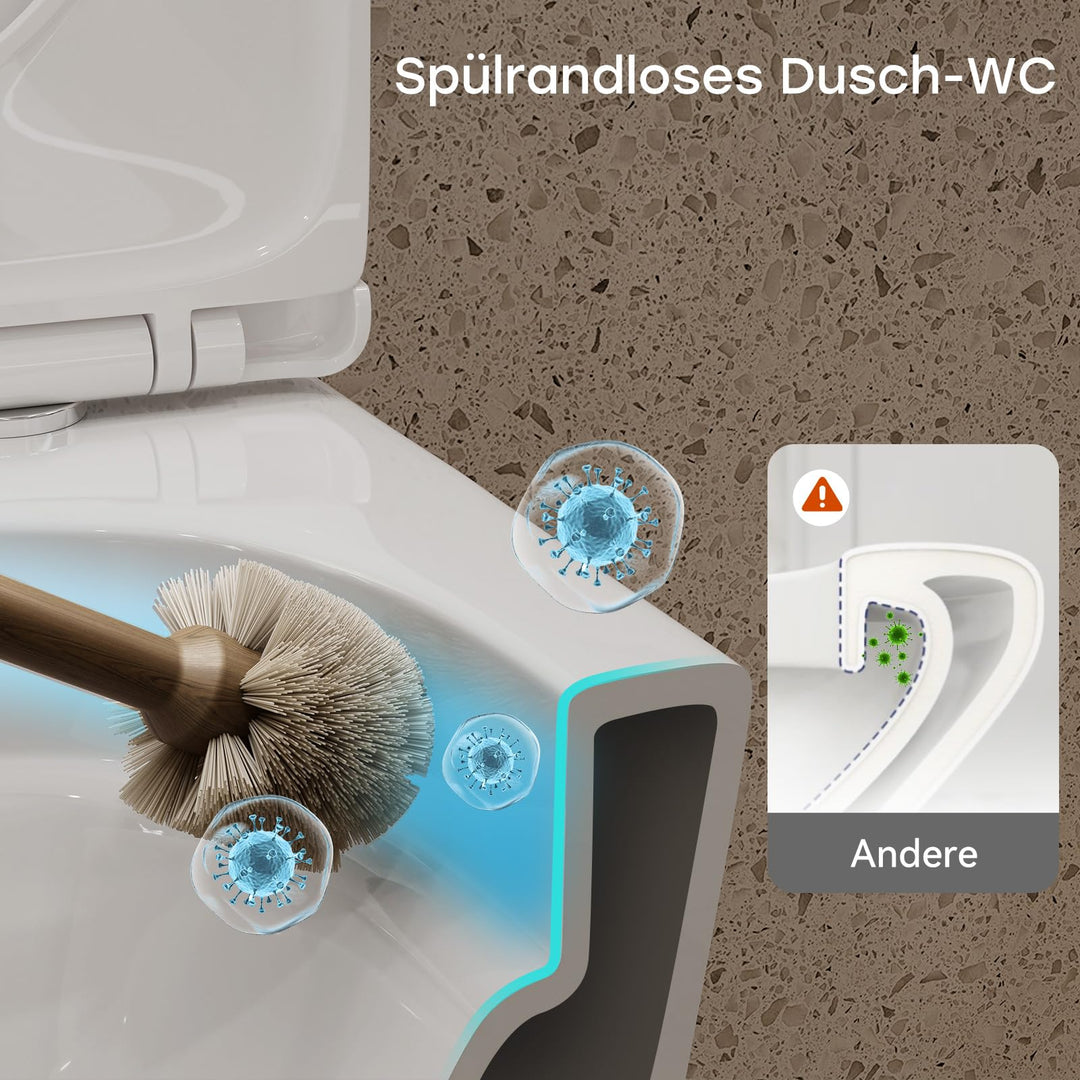 Hänge-WC spülrandlos mit Bidet-Düse Kalt-Warm Wasser Wandmontage - Bild 4