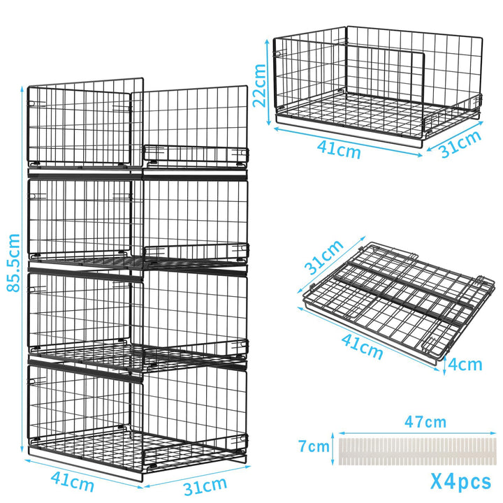Schrank Organizer stapelbar Metall 4er-Set faltbar schwarz - Bild 5