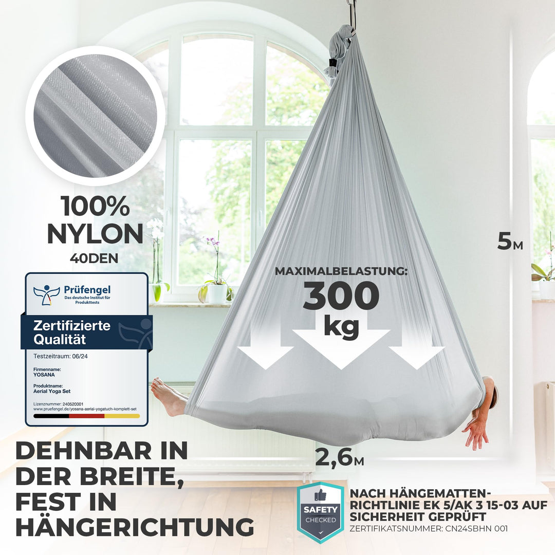 Yoga Hängematte Nylon 5m x 2,6m TÜV-geprüft bis 300 kg - Bild 7