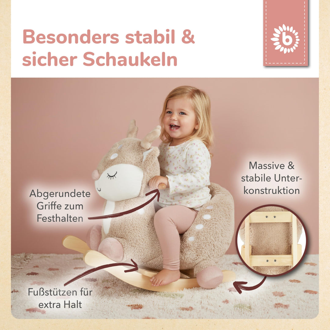 Schaukeltier Reh Plüsch mit Sicherheitsgurt 60 cm ab 9 Monate - Bild 4