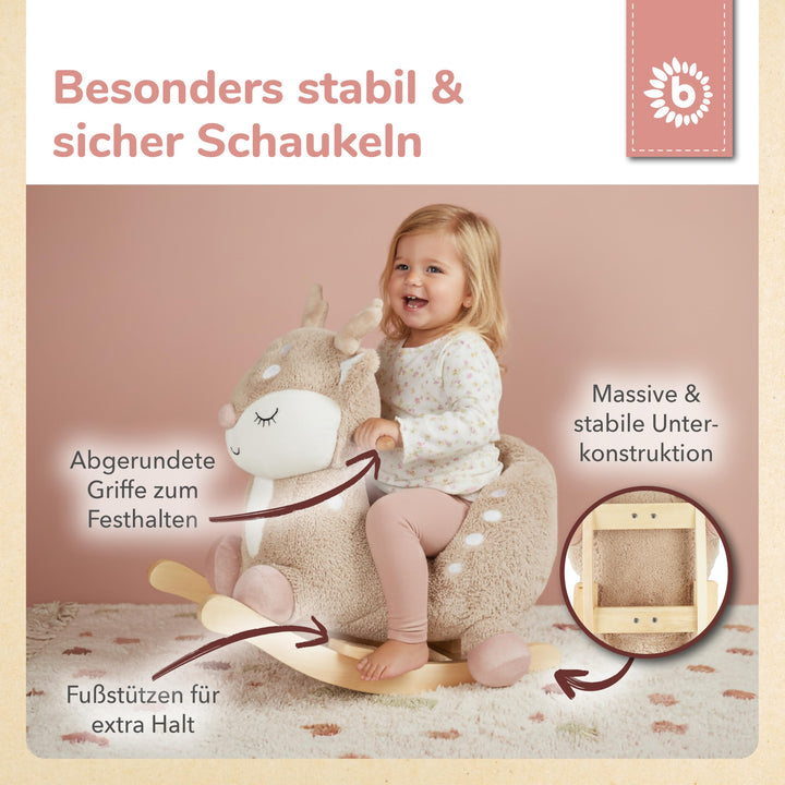 Schaukeltier Reh Plüsch mit Sicherheitsgurt 60 cm ab 9 Monate - Bild 4