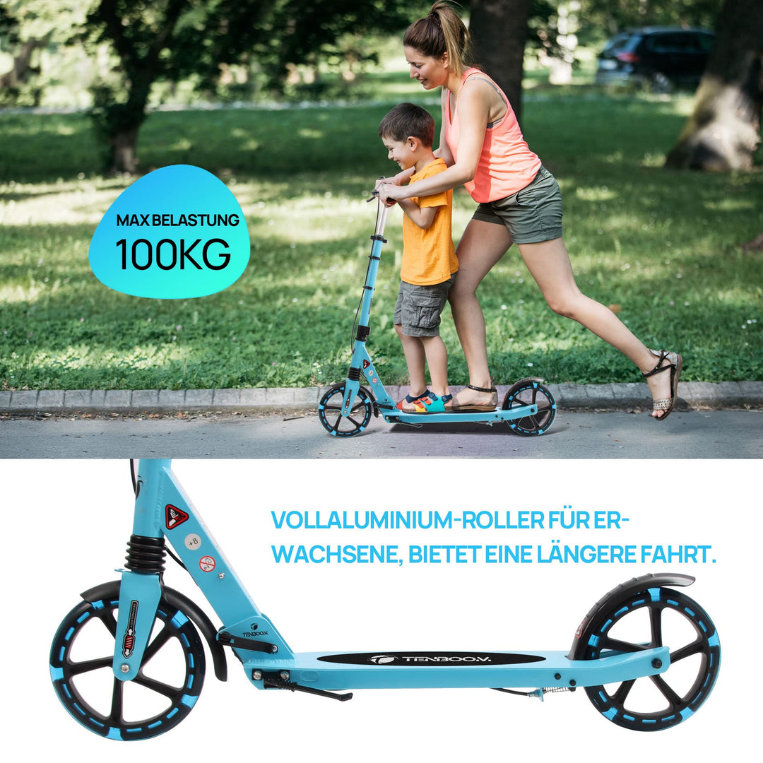 Tretroller Aluminium faltbar LED-Räder 200mm für Kinder &amp; Erwachsene - Bild 3
