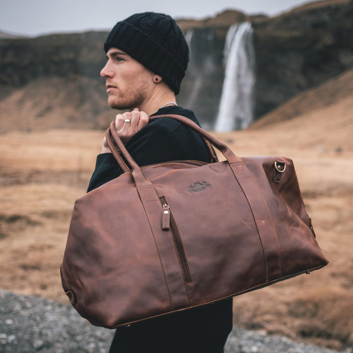 Reisetasche Echtleder XL Weekender Herren Damen braun handgefertigt - Bild 6