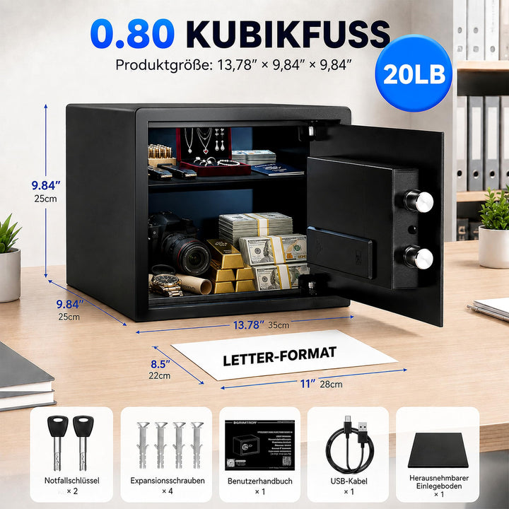 Tresor mit Fingerabdruck 22L biometrisch 4-fach-Zugang 42mm-Tür - Bild 7