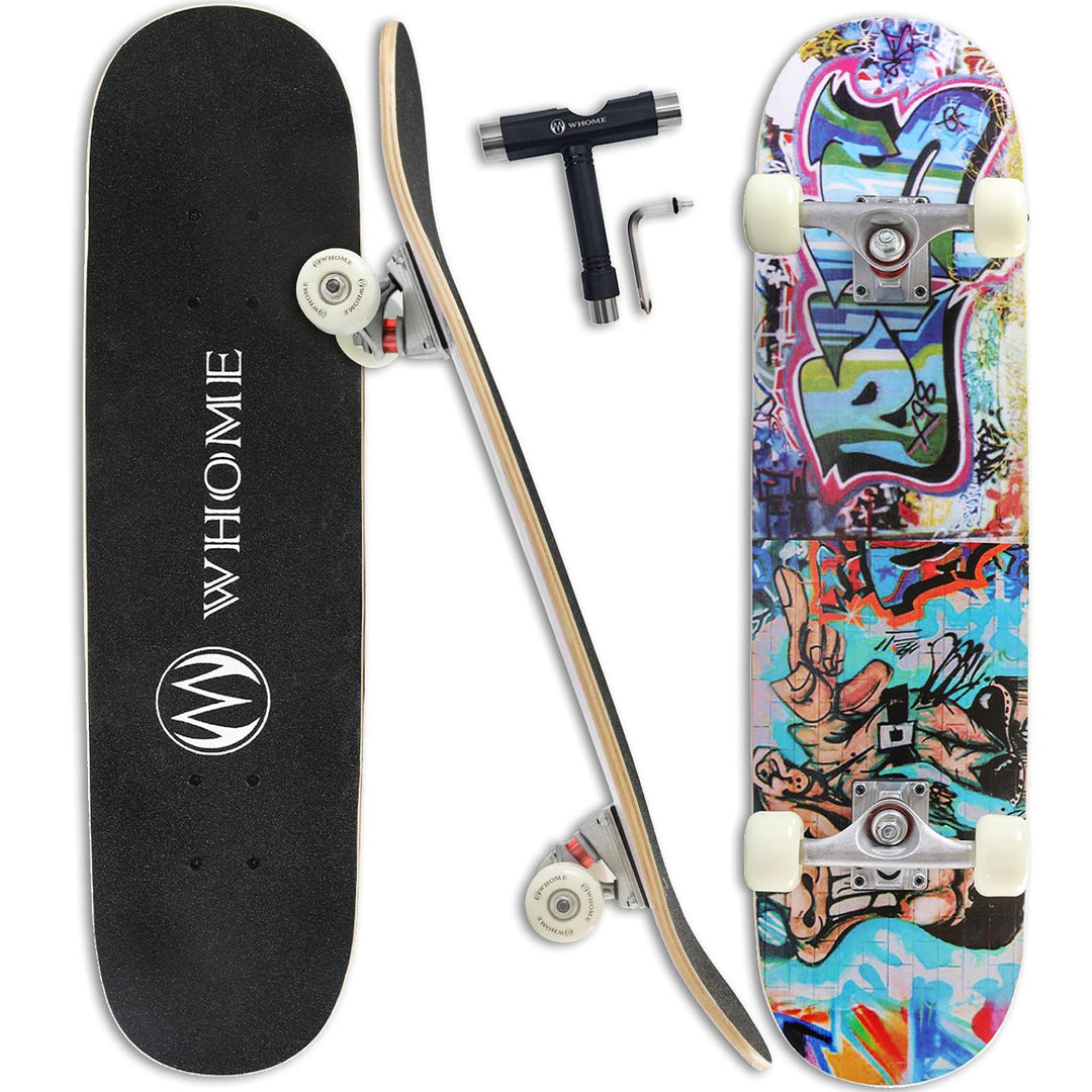 Skateboard Komplett 31x8 Zoll Ahornholz ABEC-9 für Anfänger &amp; Profis