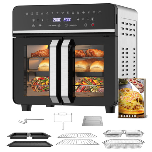 Heissluftfritteuse 23L XXL 2-Zonen Minibackofen 15-in-1 für Familien