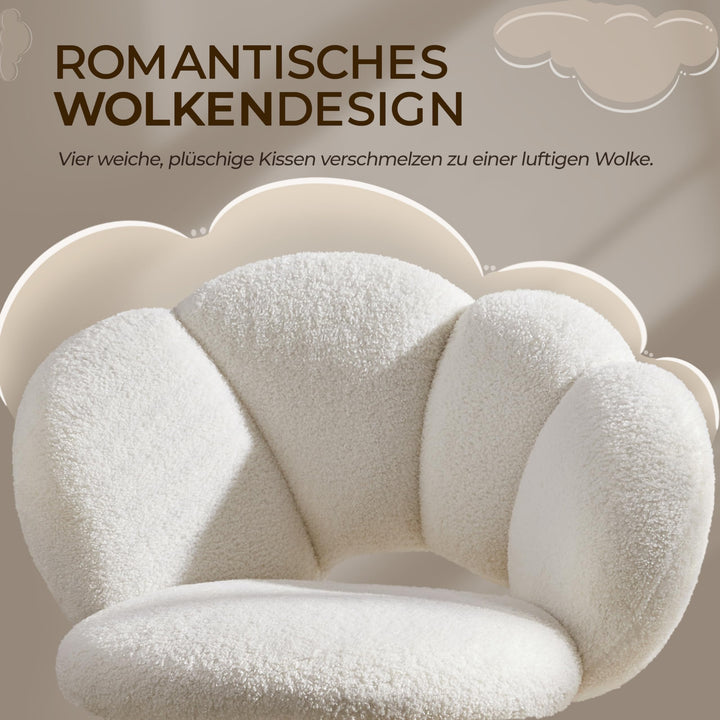 Schreibtischstuhl Wolkenform Bouclé Weiss Höhenverstellbar 136 kg - Bild 4