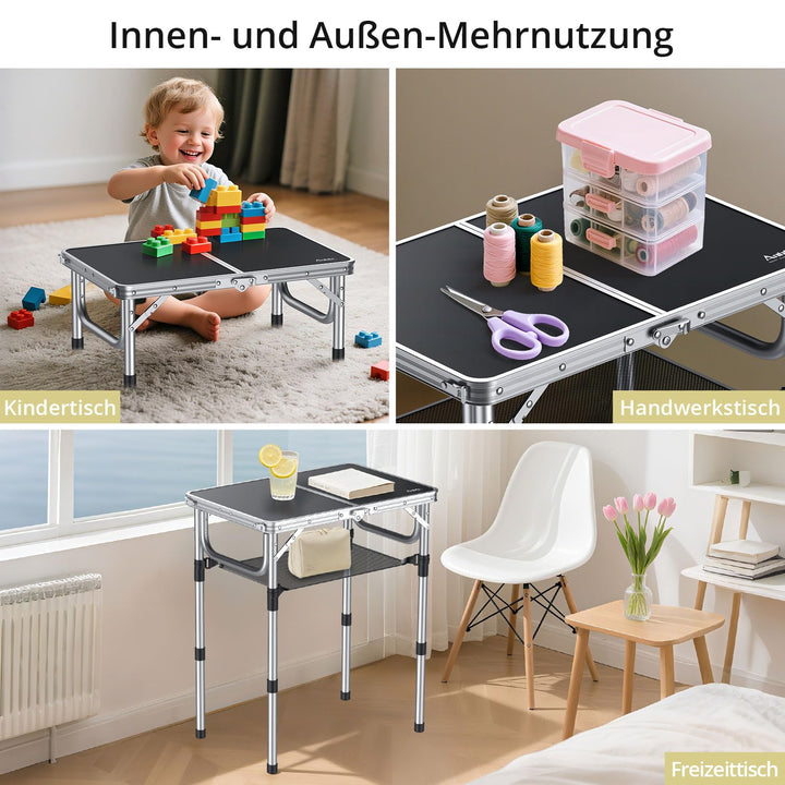 Campingtisch klappbar Aluminium 60x40cm 3 Höhenstufen schwarz - Bild 9