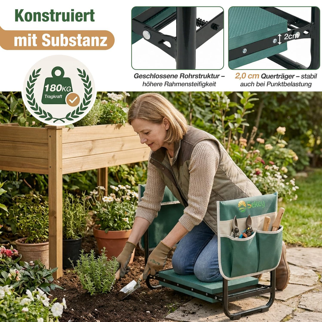 Garten-Kniebank 2-in-1 klappbar höhenverstellbar bis 180 kg Stahl - Bild 3