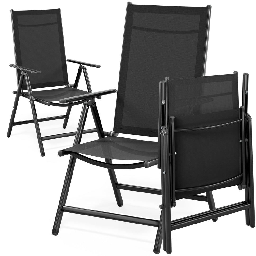 Gartenstuhl Hochlehner Aluminium klappbar 120 kg 2er Set Anthrazit