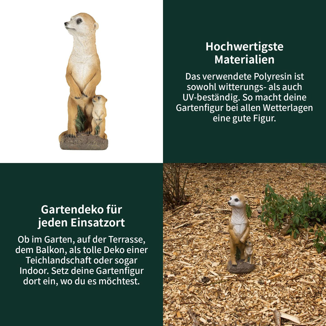 Gartenfigur Erdmännchen Mutter mit Baby Kunstharz handbemalt - Bild 6