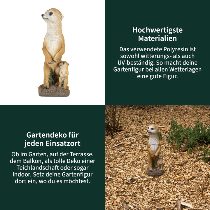 Gartenfigur Erdmännchen Mutter mit Baby Kunstharz handbemalt - Bild 6