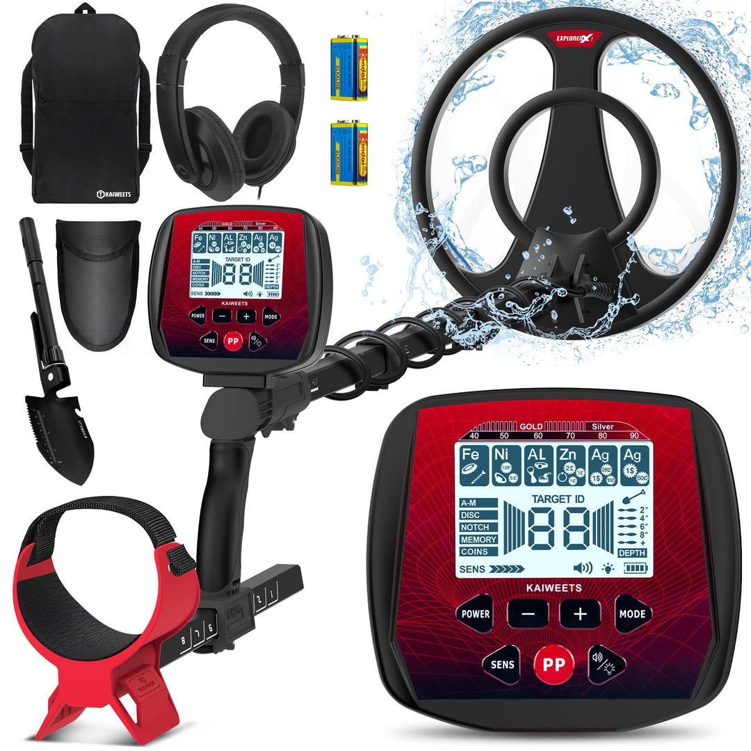 Metalldetektor 5 Modi mit Pinpointer, IP68-Spule &amp; LCD-Display