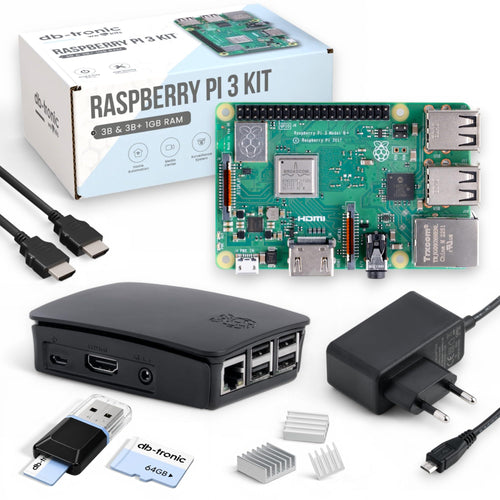 Raspberry Pi 3 B+ Starter Set 1GB RAM, 64GB, Gehäuse, Netzteil