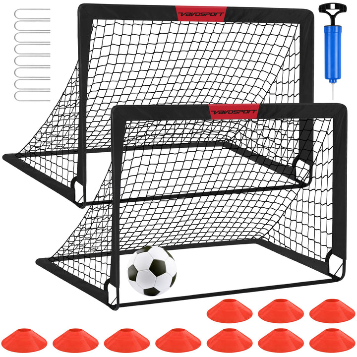 Fussballtor Set Pop-Up 2er faltbar 1,2x0,9m mit Ball Hütchen Pumpe