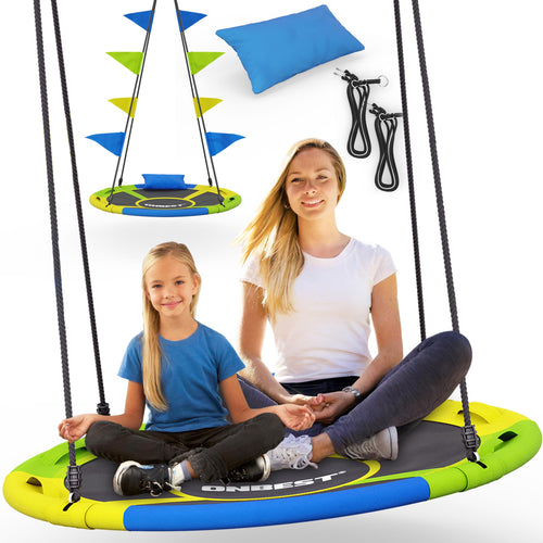Nestschaukel Ø120cm Oxford-Gewebe mit Kissen und Fähnchen